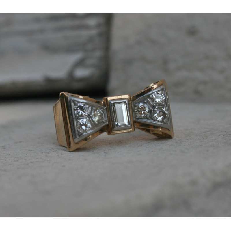 Bague tank or 18 carats et diamants Bague tank or 18 carats et diamants