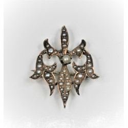broche ancienne or et perles fines