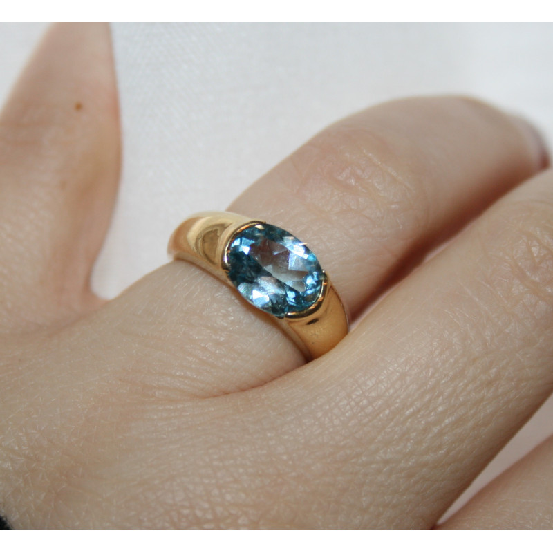 bague topaze bleue or jaune