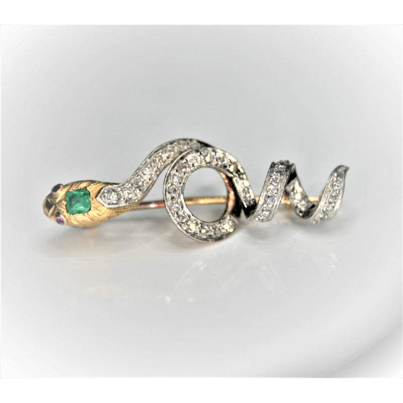 diamond and emerald snake brooch