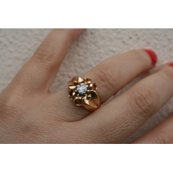 French 18K gold and diamond retro ring
