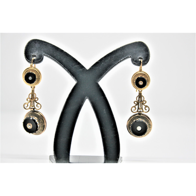Antique gold and onyx earrings