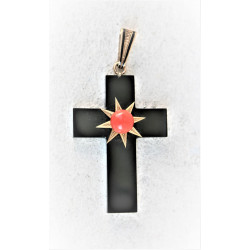 antique onyx cross pendant