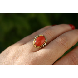 vintage coral and diamond ring