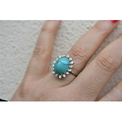 estate turquoise and diamonds ring