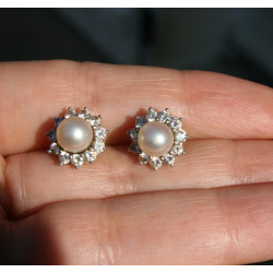 vintage pearl and diamonds earrings