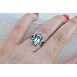 bague argent topaze bleue