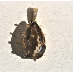 pendentif quartz fumé et or 18 carats