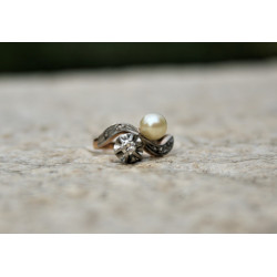 bague vintage diamant et perle