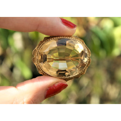 broche ancienne citrine et or 18 carats