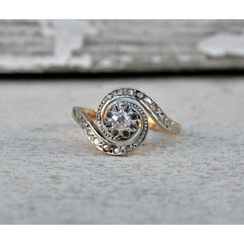 Vintage swirl store engagement ring