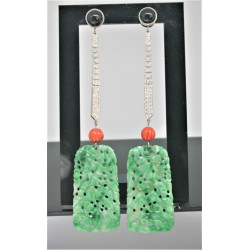 boucles d'oreilles art déco en jade jadéite