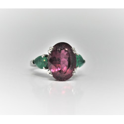 Tourmaline and emeralds ring