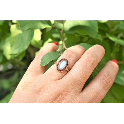 antique moonstone and rubies ring