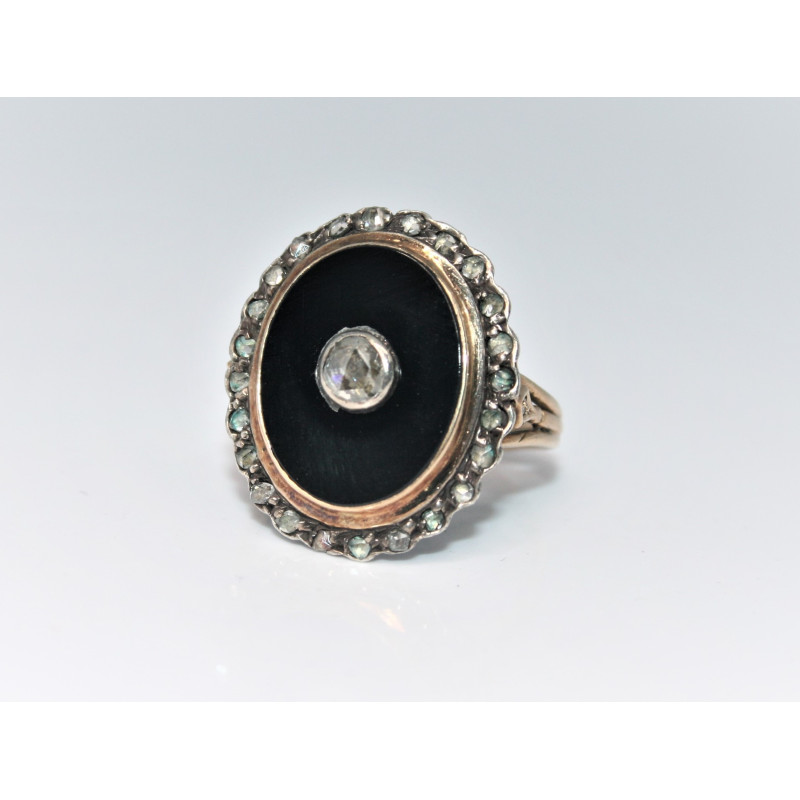 bague ancienne onyx et diamants