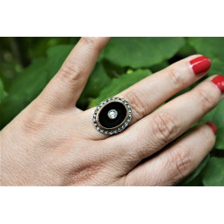 antique onyx end diamond ring