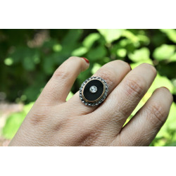 vintage onyx and diamond ring