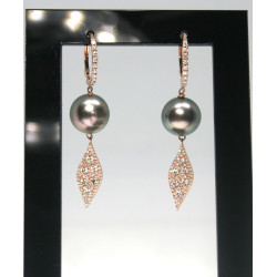 boucles d'oreilles perles de Tahiti et diamants