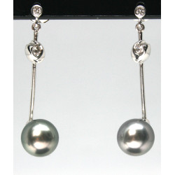 18K gold and Tahitian pearl earrings