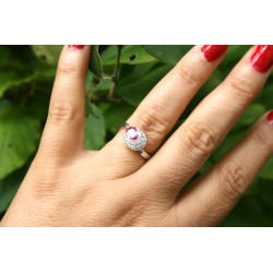 bague créateur saphir rose diamants