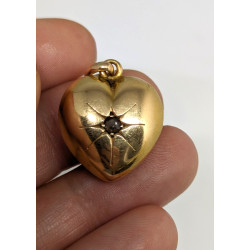 antique 18K gold and diamond heart