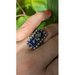 antique blue enamel ring