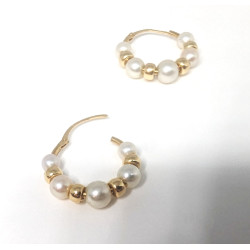 18K gold and pearls hoop earrings