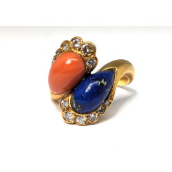 vintage coral and diamonds ring