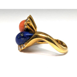 coral and lapis ring