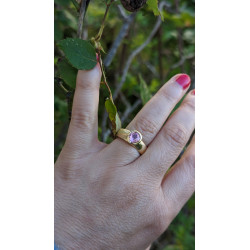 pink tourmaline and yellow gold ring