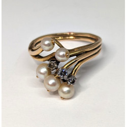 bague vintage perles et diamants
