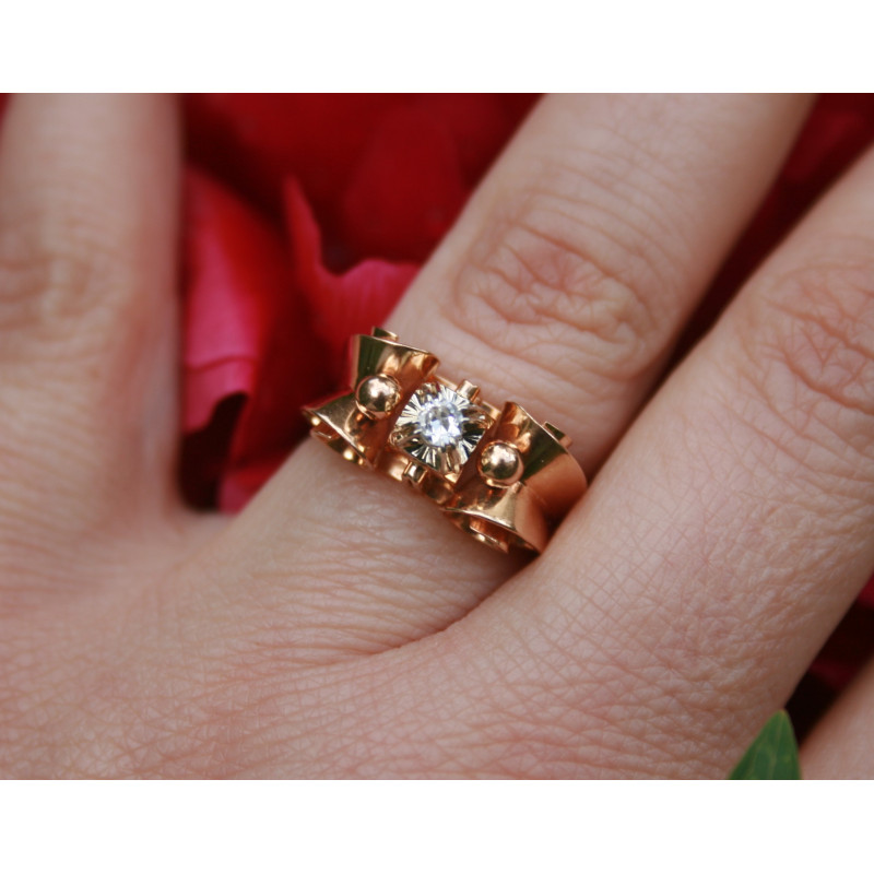 Bague rétro or et diamant Bague rétro or et diamant